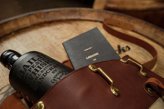 BAILIFF WHISKEY BANK BAG & LEDGER.